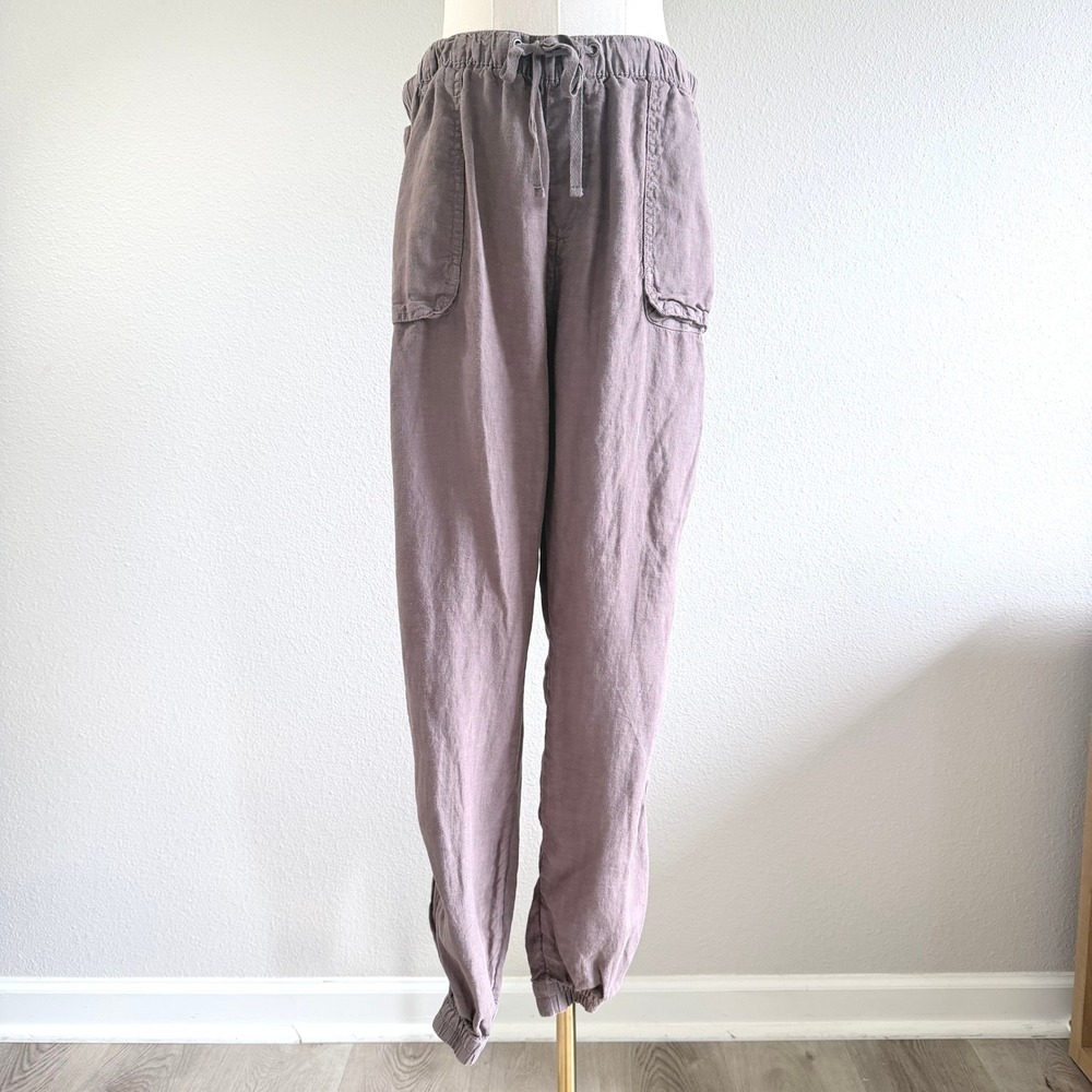 C&C California Mens 100% Linen Joggers Mauve Grey Coastal Summer Pants Size M